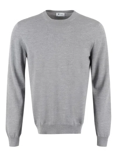 The (alphabet) Crew-neck Wool Sweater In Gray