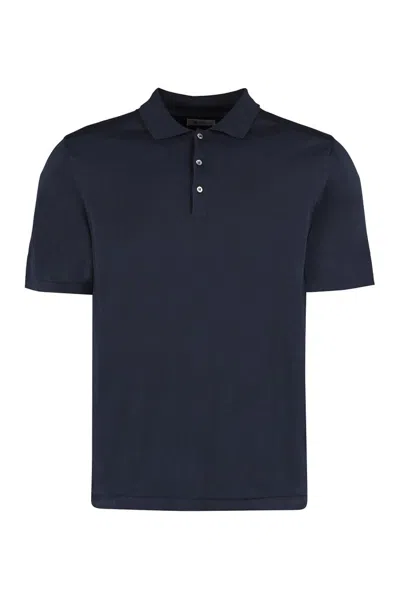 The (alphabet) The Alphabet Knit Cotton Polo Shirt In Blue