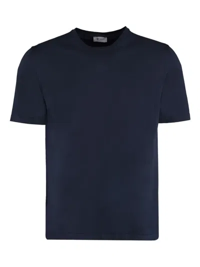 The (alphabet) Knit Cotton T-shirt In Blue