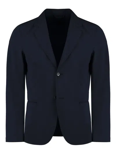 The (alphabet) Lapel Welt-pocket Jacket In Blue
