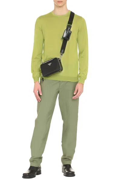 The (alphabet) Luxurious Cashmere-silk Blend Sweater For Men In Green