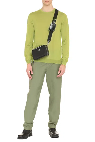 The (alphabet) Luxurious Cashmere-silk Blend Jumper For Men In Green