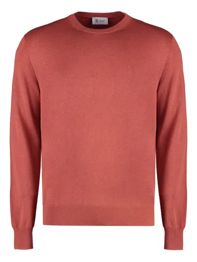 The (alphabet) Ribbed Crew-neck Sweater In Red