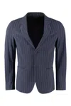 The (alphabet) Stripe-pattern Single-breasted Blazer In Blue