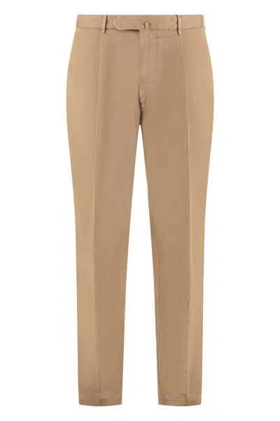 The (alphabet) Stretch Cotton Chino Trousers With Back Flap Pockets In Neutral