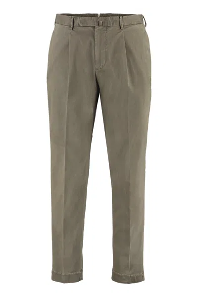 The (alphabet) Stretch Cotton Chino Trousers With Back Flap Pockets In Green