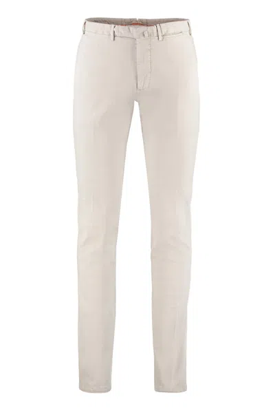 The (alphabet) Stretch Cotton Chino Trousers With Welt Pockets In Neutral