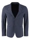 The (alphabet) Stripe-pattern Single-breasted Blazer In Blue