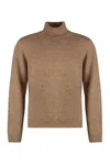 The (alphabet) Cashmere Blend Turtleneck Sweater In Brown