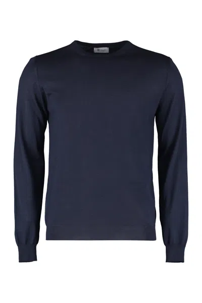 The (alphabet) The Alphabet Ribbed Crew-neck Cashmere Silk Sweater In Blue
