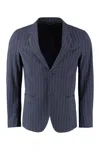 The (alphabet) Stripe-pattern Single-breasted Blazer In Blue