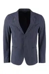 The (alphabet) Stripe-pattern Single-breasted Blazer In Blue