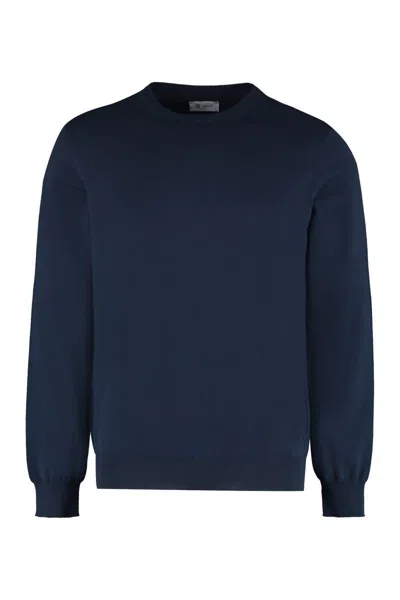 The (alphabet) The (knit) - Cotton Crew-neck Sweater In Blue