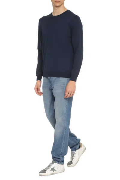The (alphabet) The (knit) - Cotton Crew-neck Sweater In Blue