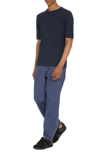 The (alphabet) The (knit) - Cotton Knit T-shirt In Blue