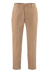 The (alphabet) Pleated Welt-pockets Trousers In Brown