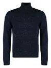The (alphabet) Turtleneck Speckled Cashmere Sweater In Blue