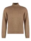 The (alphabet) Cashmere Blend Turtleneck Sweater In Brown