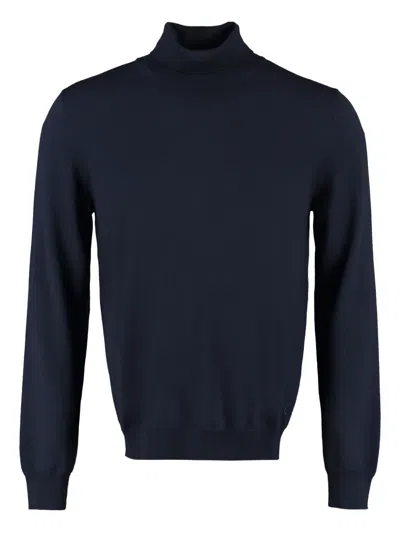 The (alphabet) Turtleneck Wool Sweater In Blue