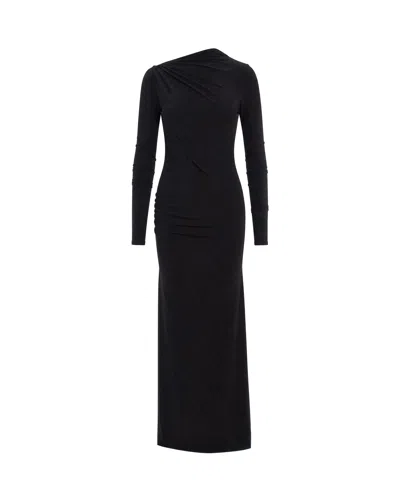 The Andamane Black Draped Diagonal Cutout Jersey Maxi Dress