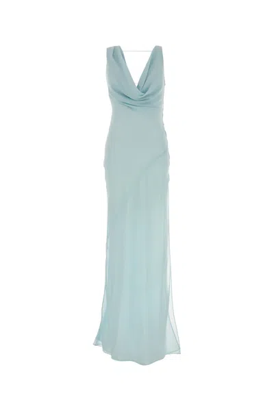 The Andamane Light Blue Stretch Georgette Minerva Long Dress