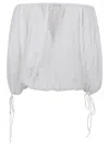 The Andamane Adjustable White Cotton Muslin Top In White