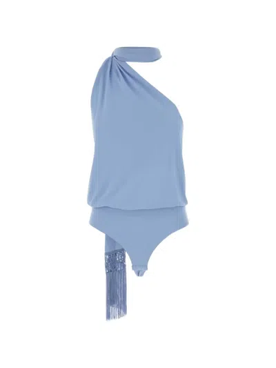 The Andamane Alba One-shoulder Tassel Top In Blue