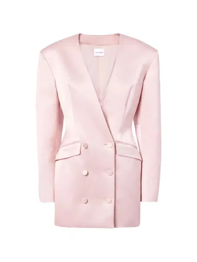 The Andamane Alexis Double-breasted Satin Mini Dress In Pink