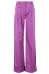The Andamane Amethyst Satin Cotton High-waisted Trousers