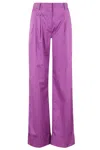 The Andamane Amethyst Satin Cotton High-waisted Trousers In Purple