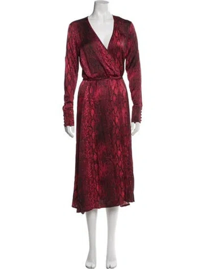 Pre-owned The Andamane Animal Print Midi Length Dress In Red