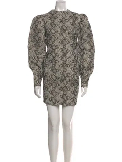 Pre-owned The Andamane Animal Print Mini Dress In Metallic/neutrals