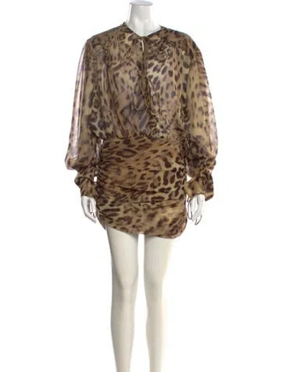 Pre-owned The Andamane Animal Print Mini Dress In Multi