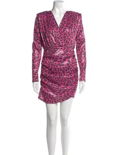 Pre-owned The Andamane Animal Print Mini Dress In Pink