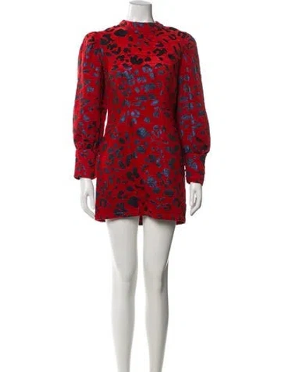 Pre-owned The Andamane Animal Print Mini Dress In Red