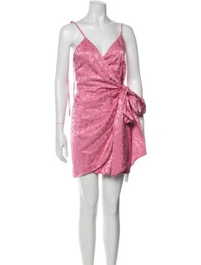 Pre-owned The Andamane Animal Print V-neck Top In Pink