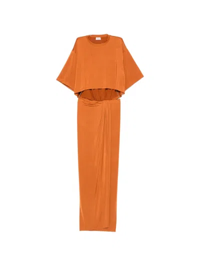 The Andamane Anja Cut-out Draped Dress In Orange