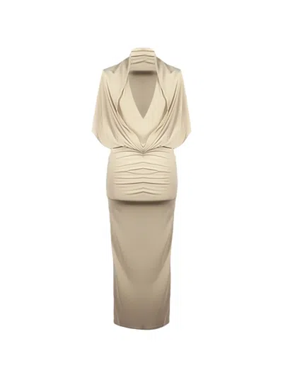 The Andamane Annie Hooded Midi Dress In Neutral