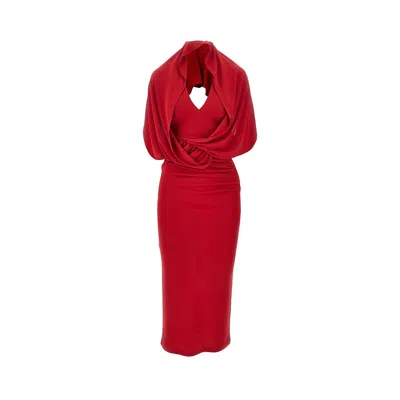 The Andamane Annie Open-back Midi Dress In Red