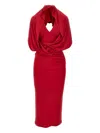 The Andamane Annie Hooded Midi Dress Open Back In Red