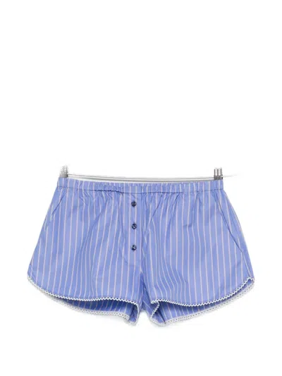 The Andamane Arabella Striped Buttoned Shorts In Blue