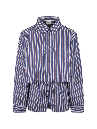 The Andamane Arabella Striped Shirt And Shorts Set In Blue