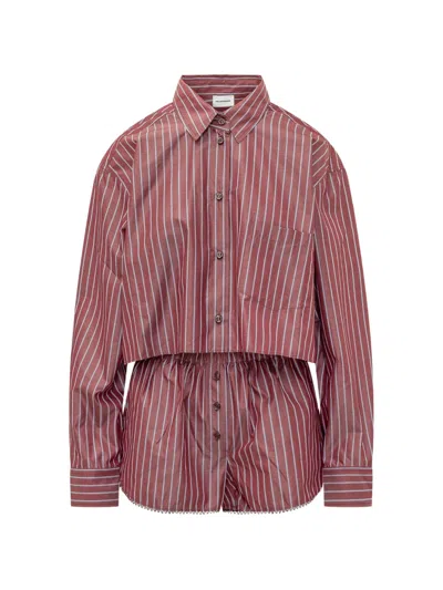 The Andamane Arabella Striped Shirt And Shorts Set In Red