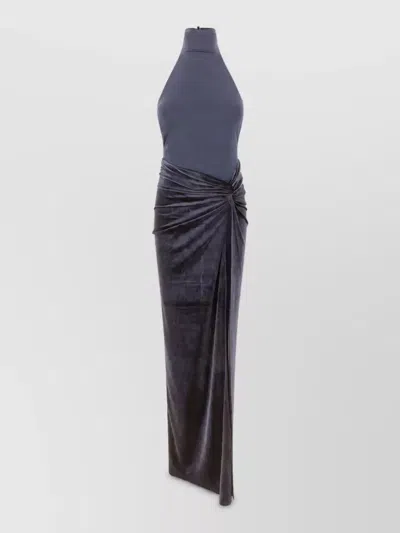 The Andamane Asymmetric Draped Skirt In Blue