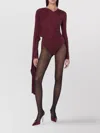 The Andamane Asymmetric Long Sleeve Bodysuit With Draped Detail In Brown