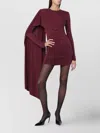 The Andamane Asymmetric Mini Dress Draped Detail In Burgundy