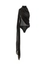 The Andamane Asymmetrical Bodysuit With Andaman Drape In Black