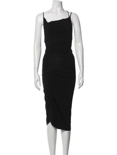 Pre-owned The Andamane Asymmetrical Midi Length Dress In Black