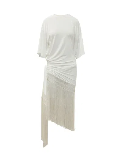 The Andamane Asymmetrical Mini Suit With Fringe In White