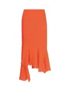 The Andamane Asymmetric Mid Skirt In Orange